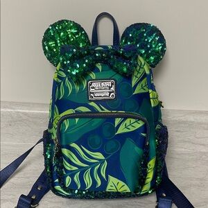 Disney Loungefly Aulani Spa Paradise Vibes Hidden Mickey Sequin Mini Backpack